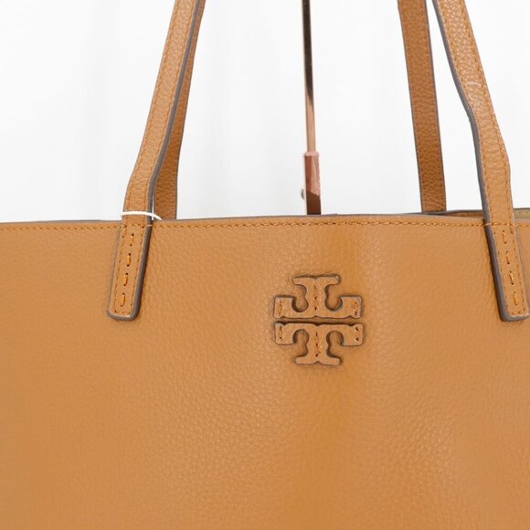 Tory Burch McGraw Leather Tote Bag Tiramisu Brown - Picture 9 of 14